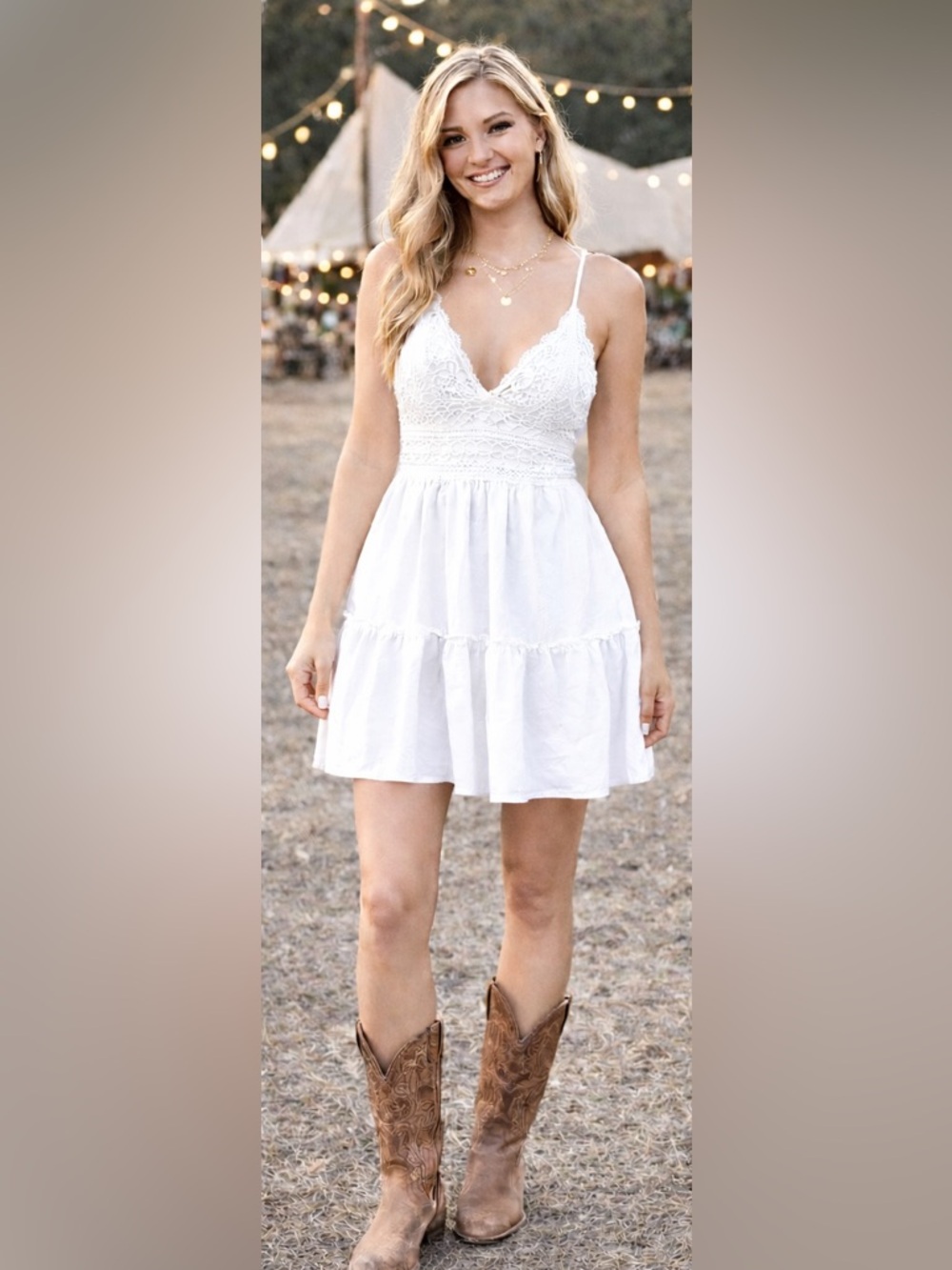 White Mini Embroidered Bodice Festival Dress